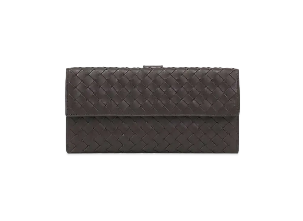Bottega Veneta Intrecciato Lambskin Nappa Long Wallet "Ebano"