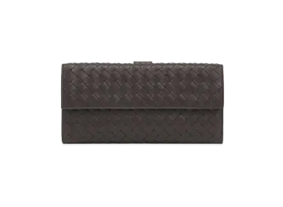 Bottega Veneta Intrecciato Lambskin Nappa Long Wallet "Ebano"