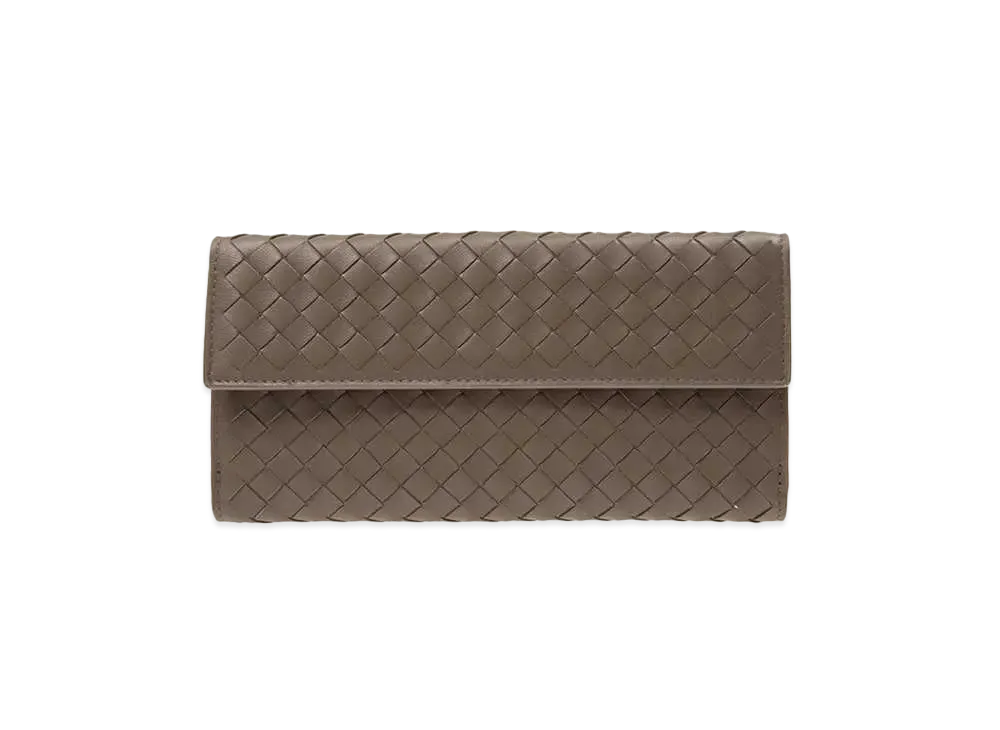 Bottega Veneta Intrecciato Lambskin Nappa Long Wallet "Steel"