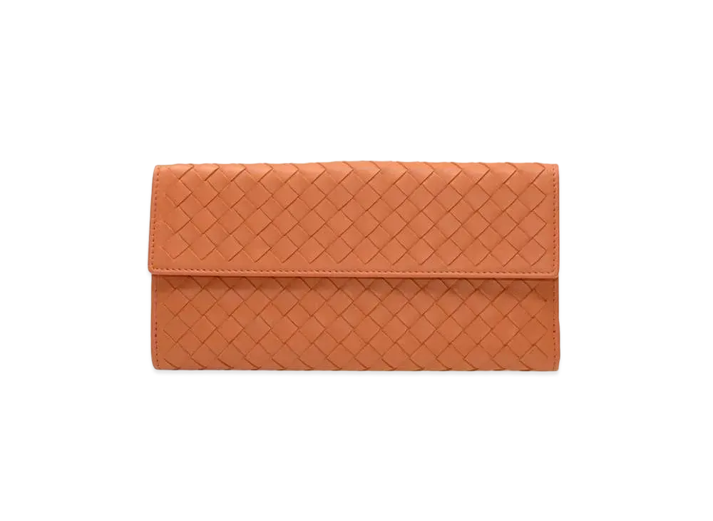 Bottega Veneta Intrecciato Lambskin Nappa Long Wallet "Persimmon"