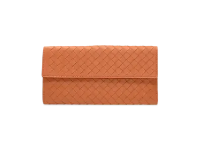 Bottega Veneta Intrecciato Lambskin Nappa Long Wallet "Persimmon"