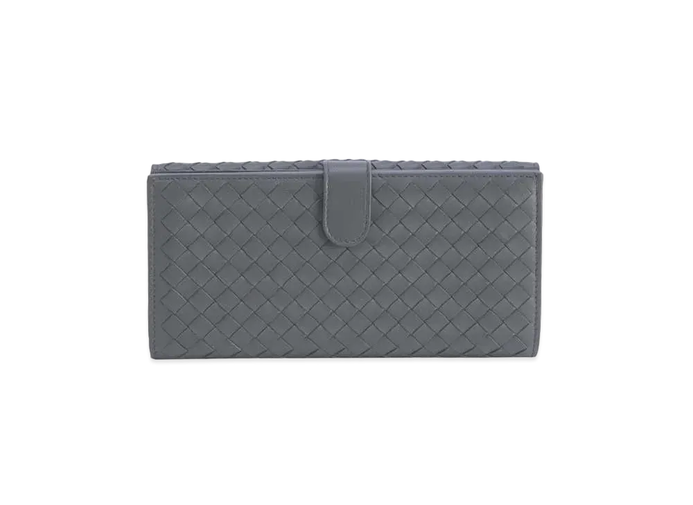 Bottega Veneta Intrecciato Lambskin Nappa Long Wallet "New Light Grey"