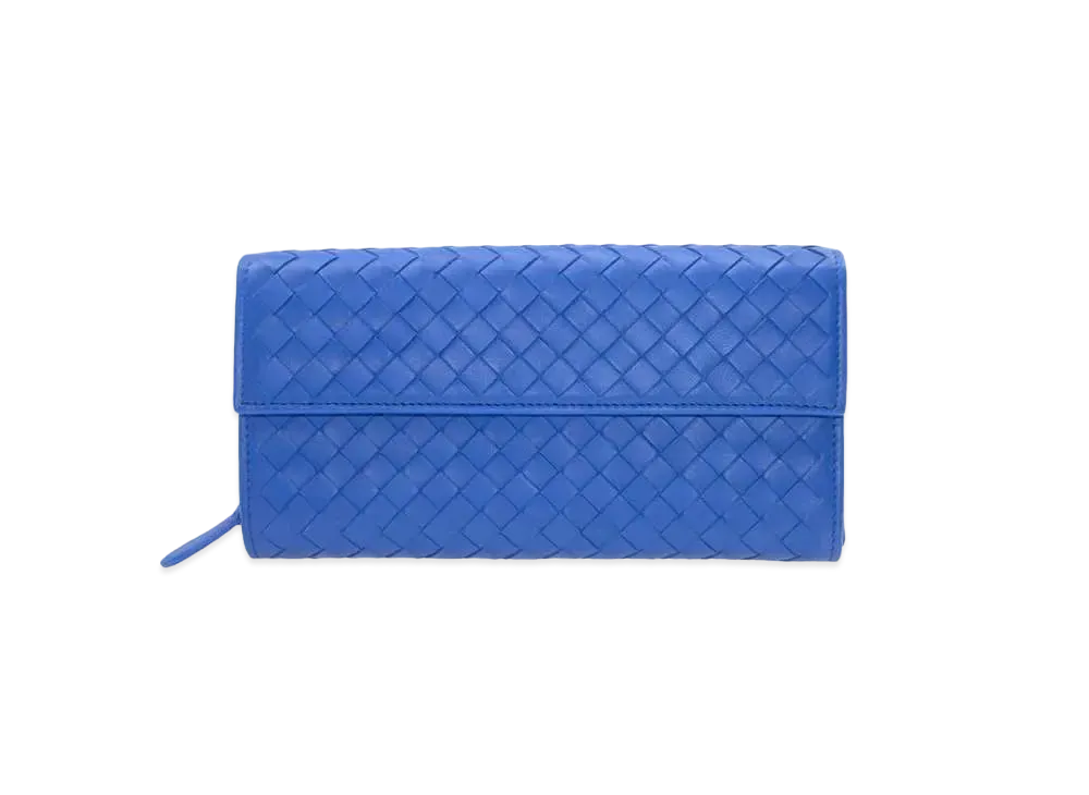 Bottega Veneta Intrecciato Lambskin Nappa Continebtal Wallet "Signal Blue"