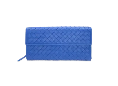 Bottega Veneta Intrecciato Lambskin Nappa Continebtal Wallet "Signal Blue"
