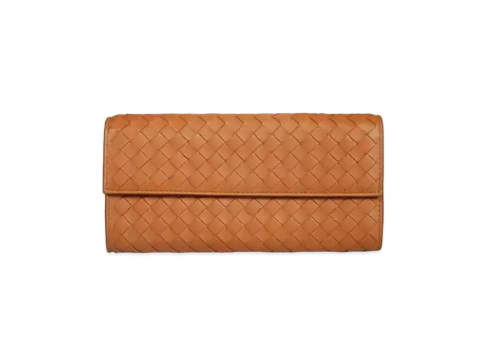 Bottega Veneta Intrecciato Lambskin Nappa Continebtal Wallet "Wood"