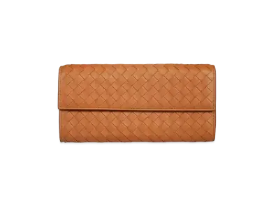 Bottega Veneta Intrecciato Lambskin Nappa Continebtal Wallet "Wood"