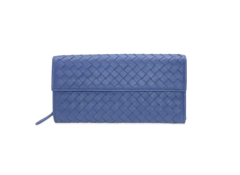 Bottega Veneta Intrecciato Lambskin Nappa Continebtal Wallet "Blue"