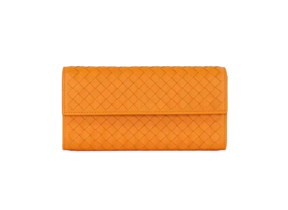 Bottega Veneta Intrecciato Lambskin Nappa Continebtal Wallet "Nectarine"
