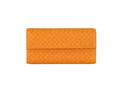 Bottega Veneta Intrecciato Lambskin Nappa Continebtal Wallet "Nectarine"