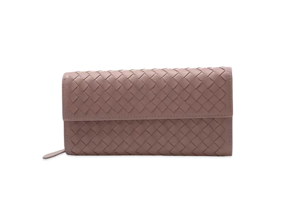 Bottega Veneta Intrecciato Lambskin Nappa Continebtal Wallet "Mauve"