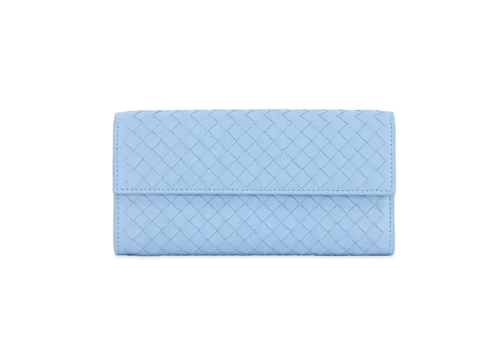 Bottega Veneta Intrecciato Lambskin Nappa Continebtal Wallet "Ciel"