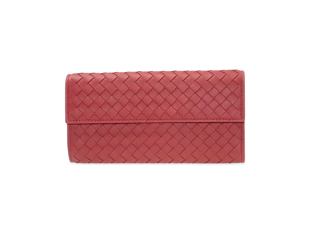 Bottega Veneta Intrecciato Lambskin Nappa Continebtal Wallet "Red"