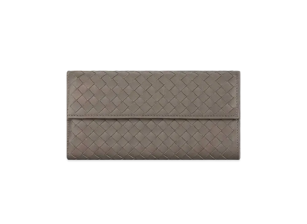 Bottega Veneta Intrecciato Lambskin Nappa Continebtal Wallet "Steel"