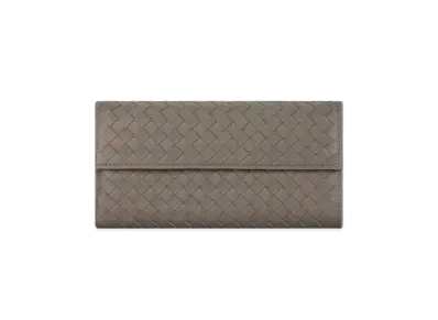 Bottega Veneta Intrecciato Lambskin Nappa Continebtal Wallet "Steel"