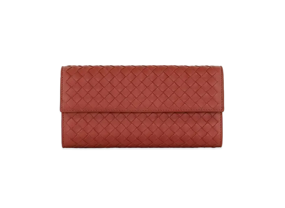 Bottega Veneta Intrecciato Lambskin Nappa Continebtal Wallet "Burned Red"
