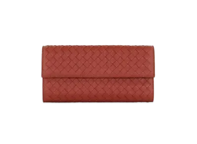 Bottega Veneta Intrecciato Lambskin Nappa Continebtal Wallet "Burned Red"