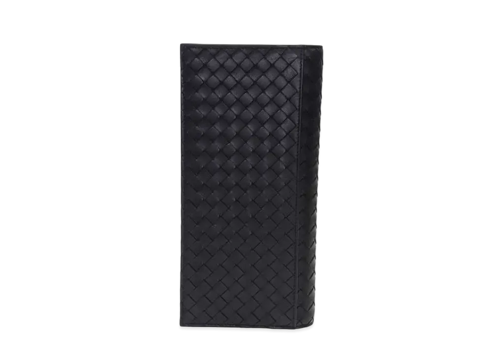 Bottega Veneta Intrecciato Lambskin Bi-fold Wallet "Black"