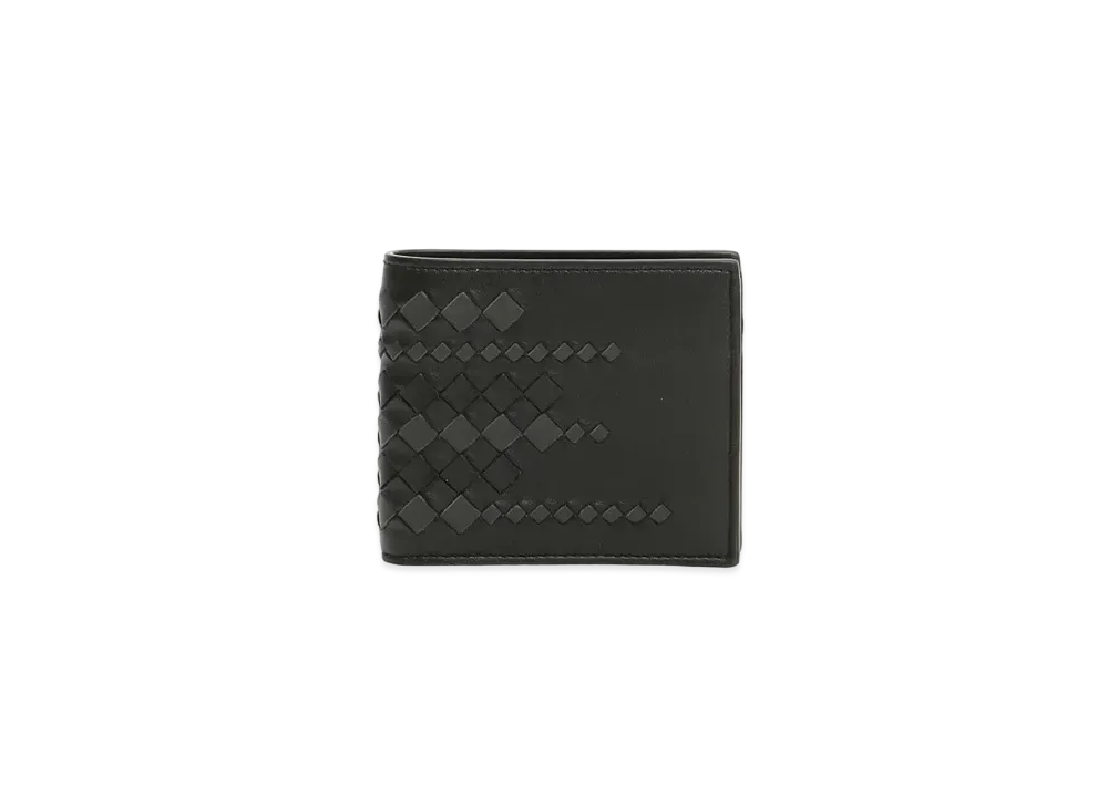 Bottega Veneta Intrecciato Lambskin Bi-fold Wallet With Coin Case "Black/Ardoise"