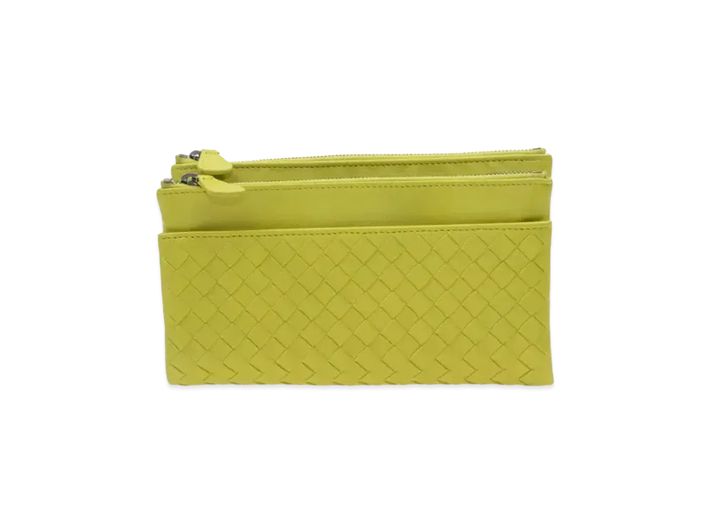 Bottega Veneta Intrecciato Lambskin Long Zipper Wallet "Kiwi"