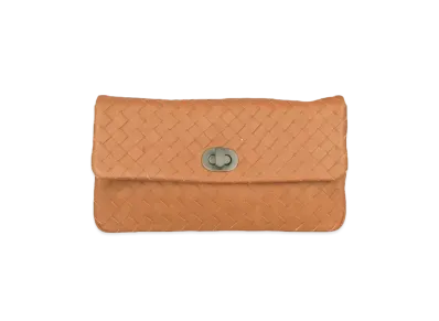 Bottega Veneta Intrecciato Lambskin Clutch Bag "Nectarine"