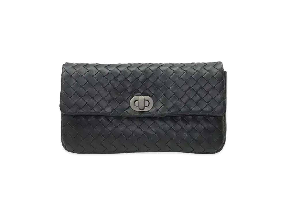 Bottega Veneta Intrecciato Lambskin Clutch Bag "Black"