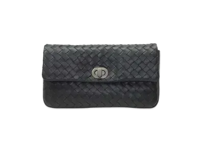 Bottega Veneta Intrecciato Lambskin Clutch Bag "Black"