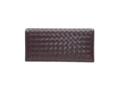 Bottega Veneta Intrecciato Calfskin Bi-fold Wallet "Raisin"