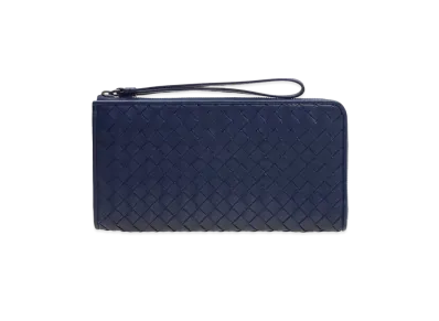 Bottega Veneta Intrecciato Lambskin Long Zipper Wallet "Pacific"