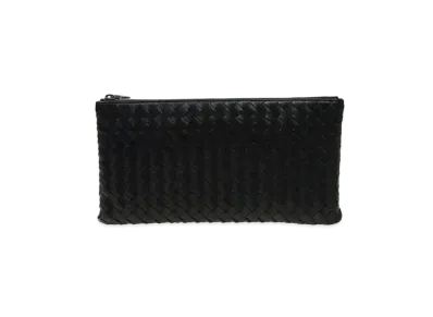 Bottega Veneta Intrecciato Lambskin Clutch Bag "Black"