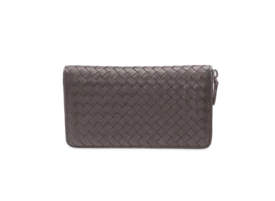 Bottega Veneta Intrecciato Lambskin Zip Around Wallet "Ardoise"