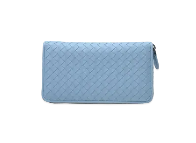 Bottega Veneta Intrecciato Lambskin Zip Around Wallet "Ciel"
