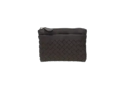 Bottega Veneta Intrecciato Lambskin Coin Purse "Ebano"