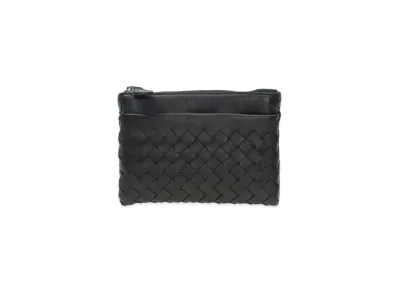 Bottega Veneta Intrecciato Lambskin Coin Purse "Black"
