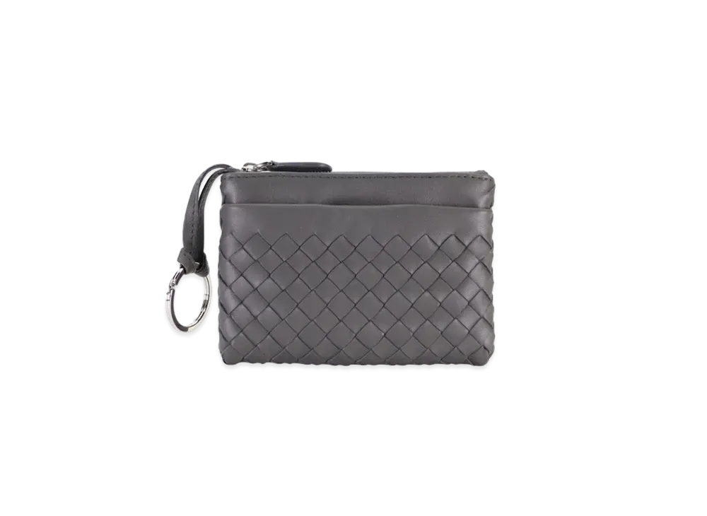 Bottega Veneta Intrecciato Lambskin Coin Purse "New Light Grey"