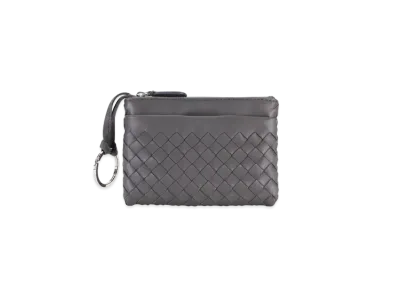 Bottega Veneta Intrecciato Lambskin Coin Purse "New Light Grey"