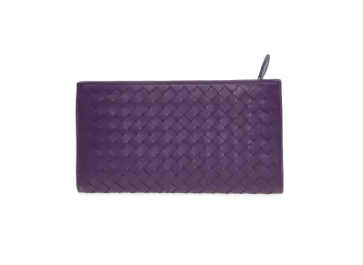 Bottega Veneta Intrecciato Lambskin Long Zipper Button Wallet "Monalisa"