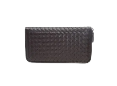 Bottega Veneta Intrecciato Lambskin Zip Around Wallet "Ebano"