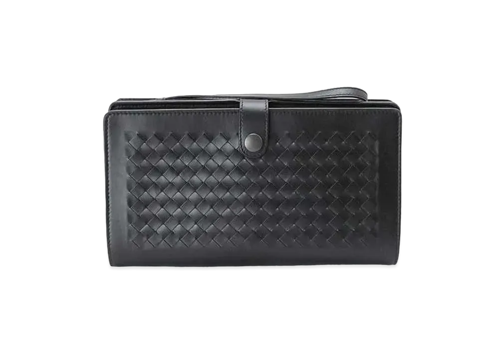 Bottega Veneta Intrecciato Calfskin Clutch Bag "Black"