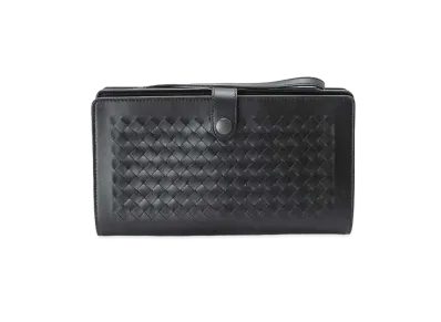 Bottega Veneta Intrecciato Calfskin Clutch Bag "Black"