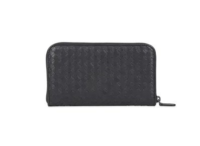 Bottega Veneta Intrecciato Calfskin Zip Around Wallet "Ardoise"