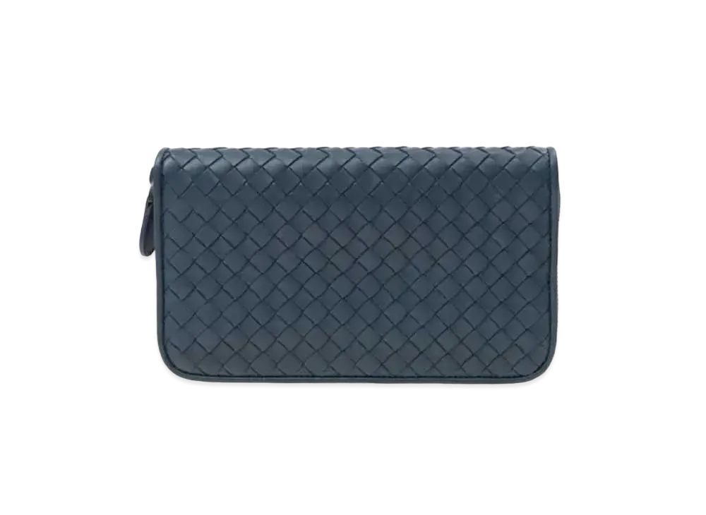 Bottega Veneta Intrecciato Lambskin Zip Around Wallet "Denim"
