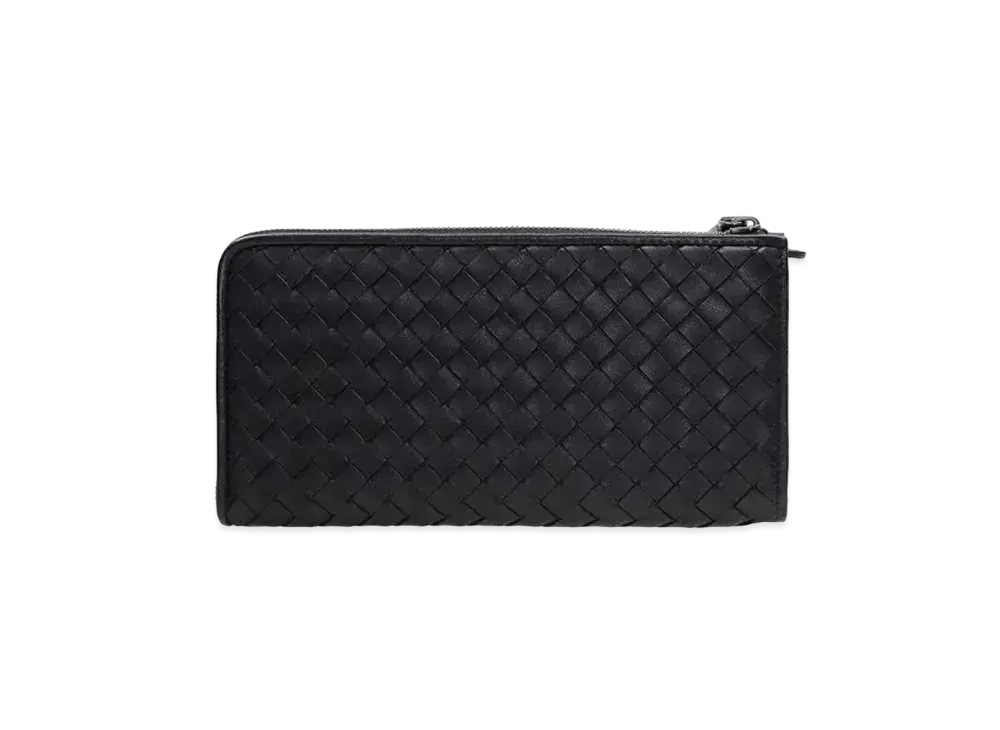 Bottega Veneta Intrecciato Lambskin Long Zipper Wallet "Black"
