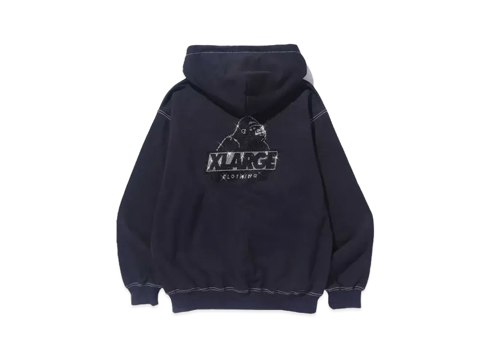 XLARGE RHINESTONE OG ZIP HOODED SWEATSHIRT "BLACK"