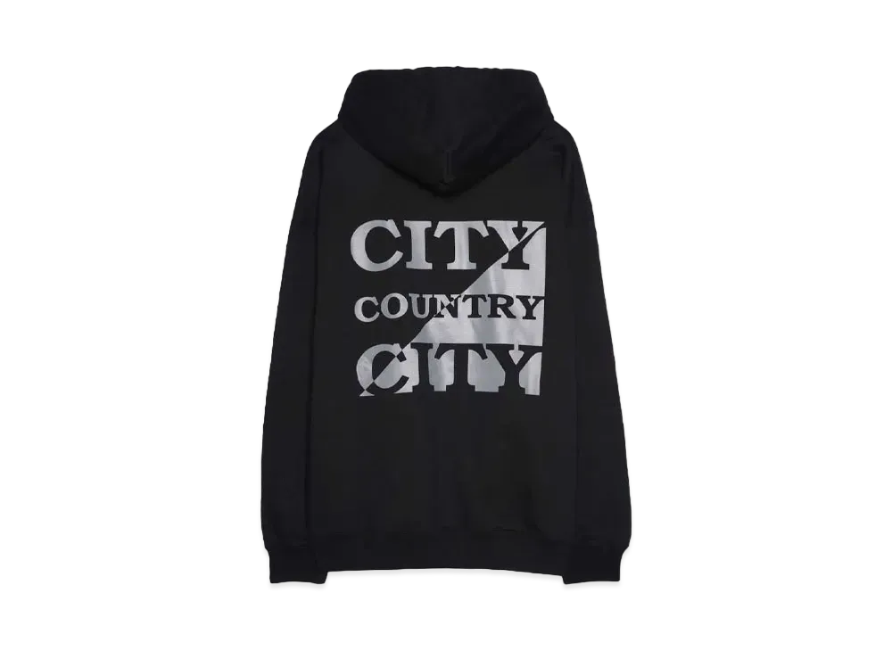 CITY COUNTRY CITY ZIP UP COTTON HOODIE "BLACK"