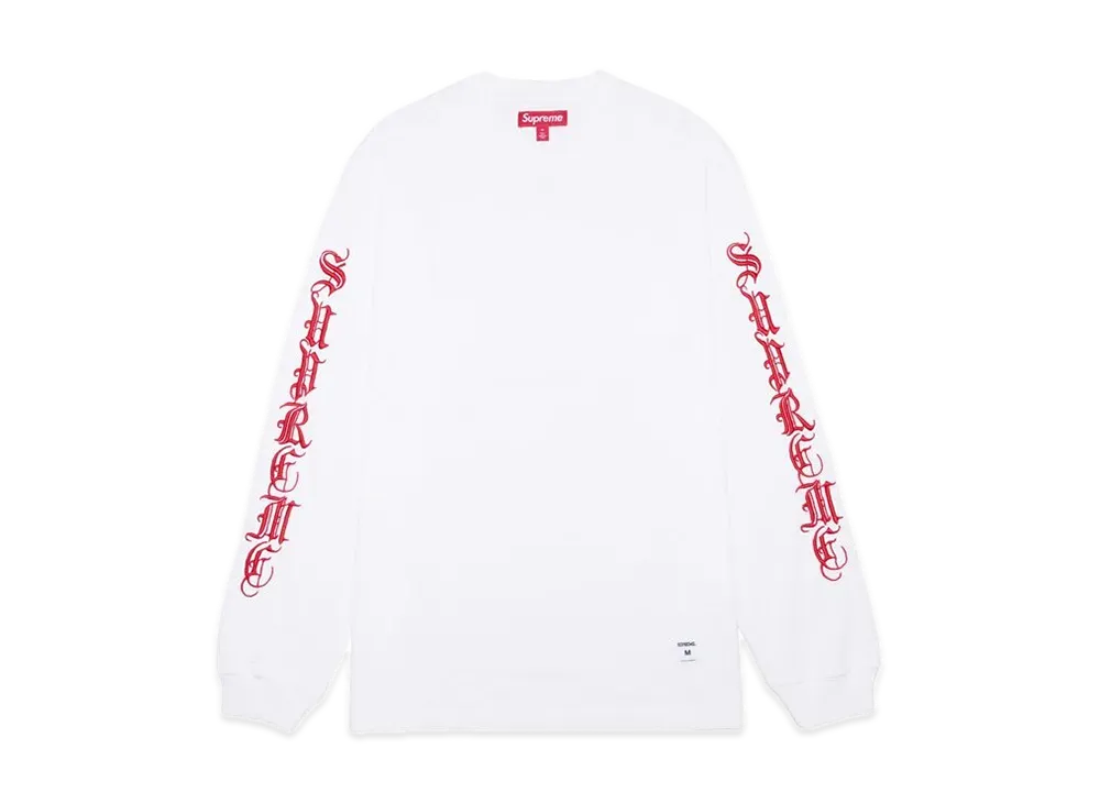 Supreme Old English L/S Top "White"