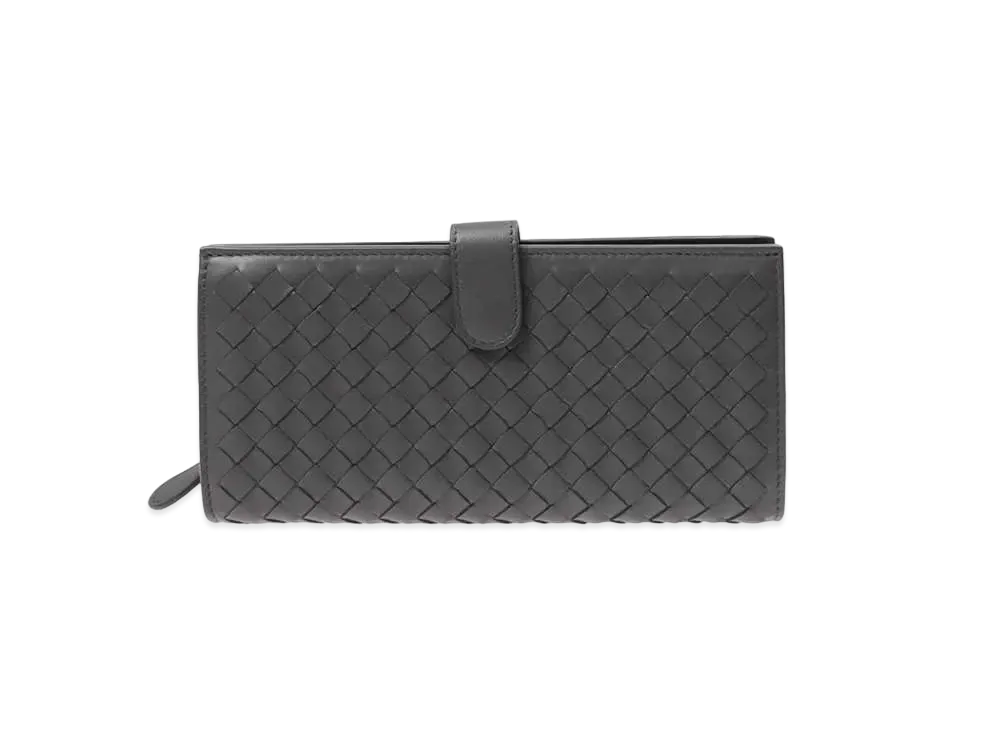 Bottega Veneta Intrecciato Calfskin Long Button Wallet "New Light Grey"