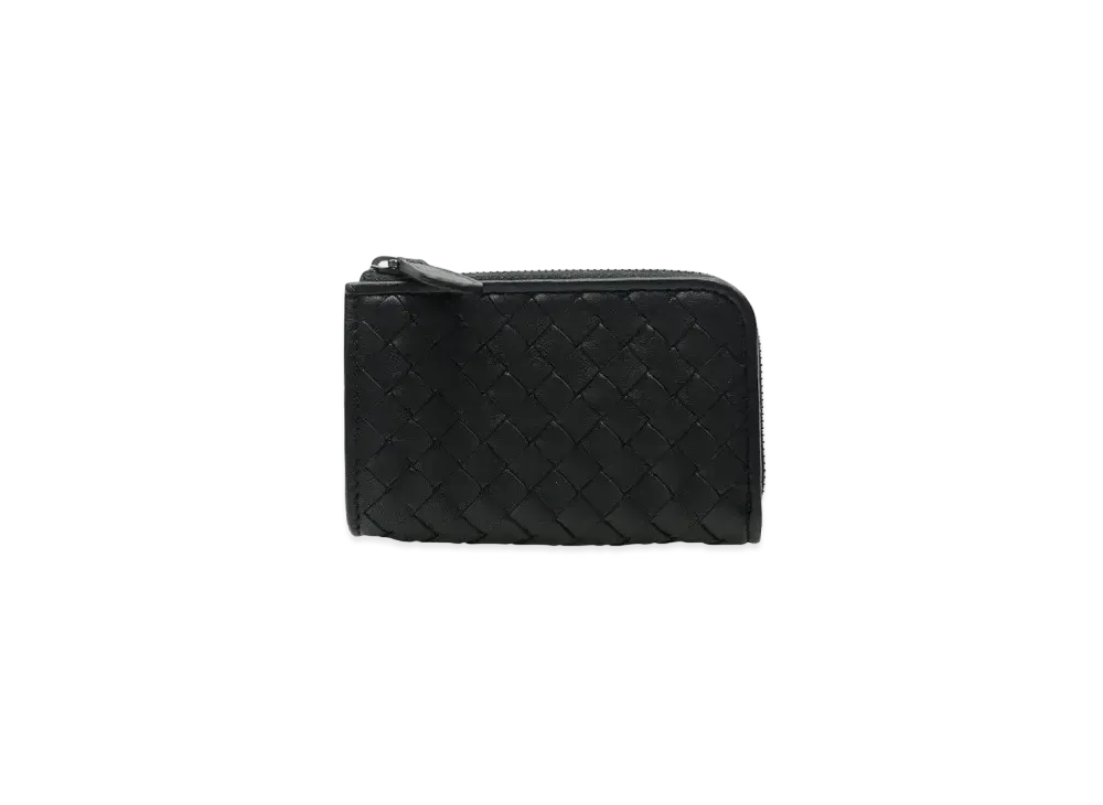 Bottega Veneta Intrecciato Lambskin Zipper Card Case "Black"