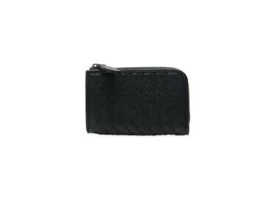 Bottega Veneta Intrecciato Lambskin Zipper Card Case "Black"