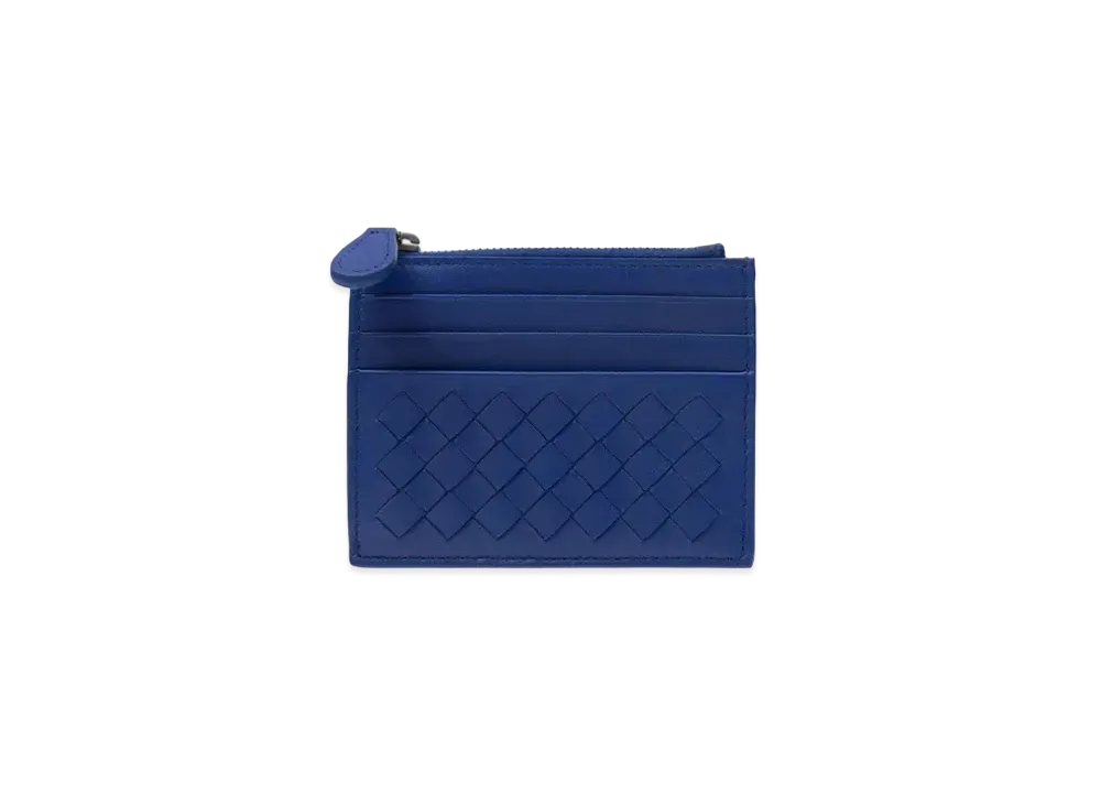 Bottega Veneta Intrecciato Lambskin Coin Purse Card Case "Cobalt Blue"