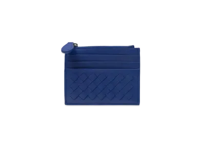 Bottega Veneta Intrecciato Lambskin Coin Purse Card Case "Cobalt Blue"